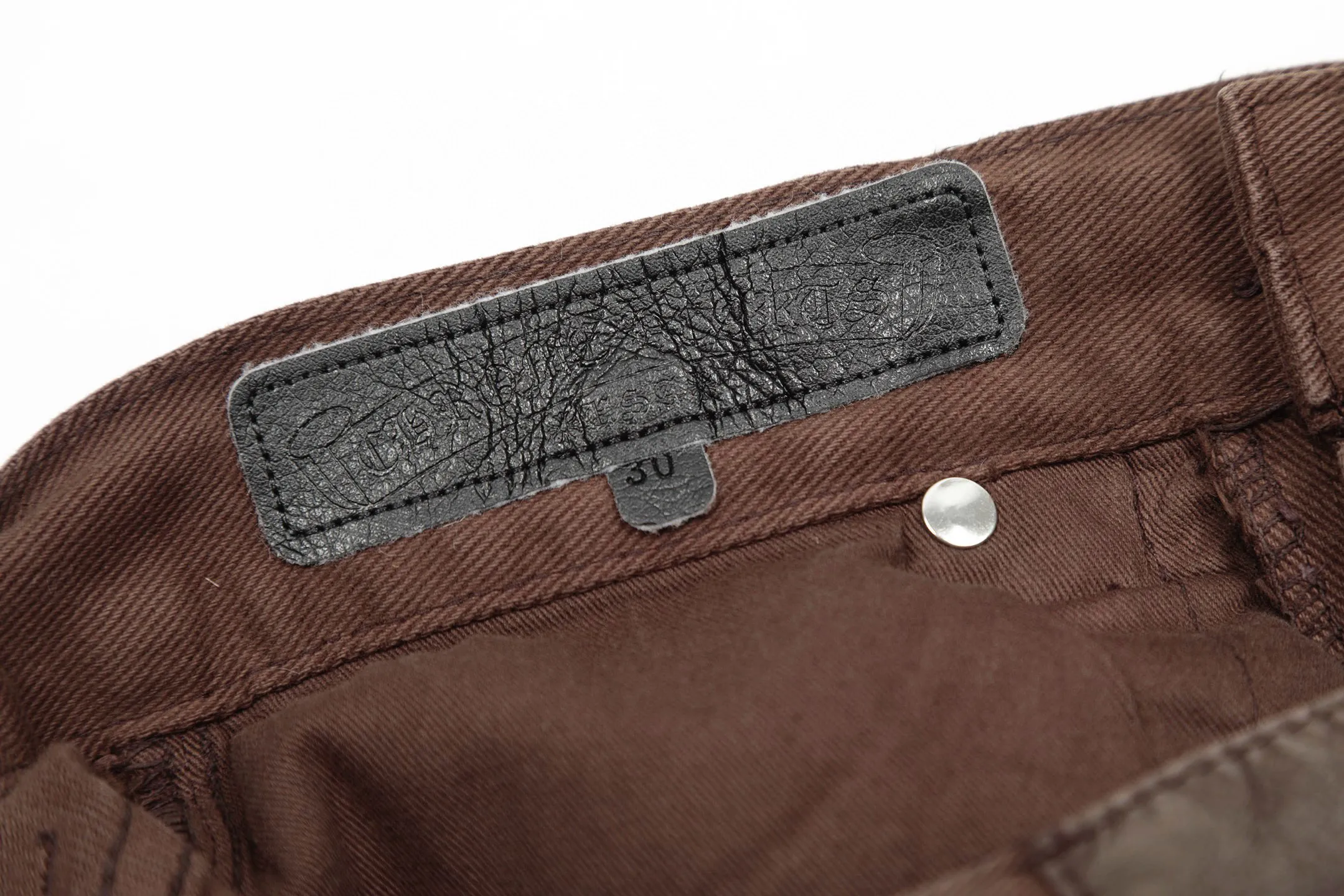 P270 💰 (Top version) Chrome hearts CH brown zebra pattern cross-patterned leather jeans, truly restoring the ultimate texture of Vintage, special Italian cowhide printing and cutting, custom-made sheepskin three-layer thick line leather, whole splicing in heavy water washing process, craftsmen hand-splashed ink, you can see the details, three-dimensional cutting version, loose and comfortable, not flattering on the figure, tall and slim, factory Seiko, original quality control, same style for men and women, can be matched with couples, versatile recommendation Essential jeans for all seasons Color: Brown Size: 28-30-32-34 (corresponds to S-M-L-XL)